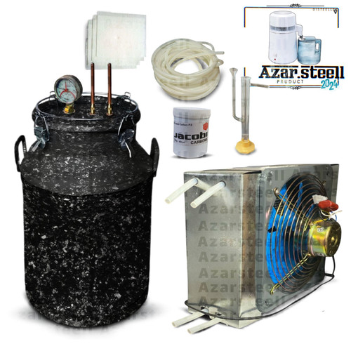 دستگاه عرق گیر گلاب گیر سرد کن کندانسور شیشه ای پیرکس مخزن گرانیتی ترک