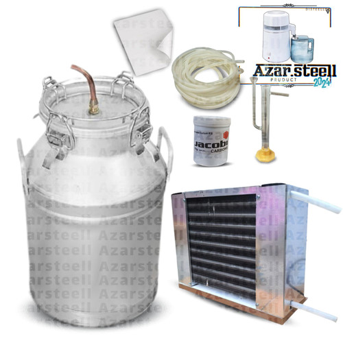 دستگاه تقطیر عرقگیر گلابگیر برقی کندانسور لوله شیشه ای پیرکس پک کامل