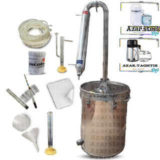 دستگاه عرقگیری گلابگیری تقطیر آبی صنعتی استیل ۳۱۶ نگییر ضد زنگ حرفه ای